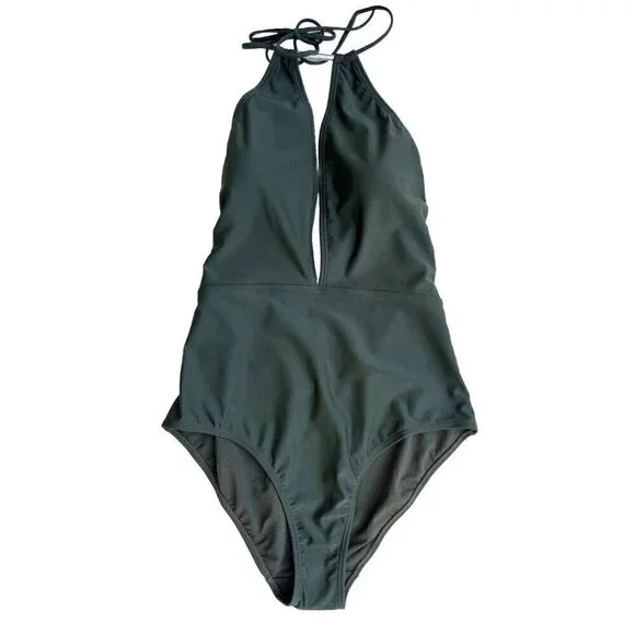 Ted Baker London Pikaa Halter one piece Swimsuit Khaki size 4 = US Size 10 - Picture 1 of 11